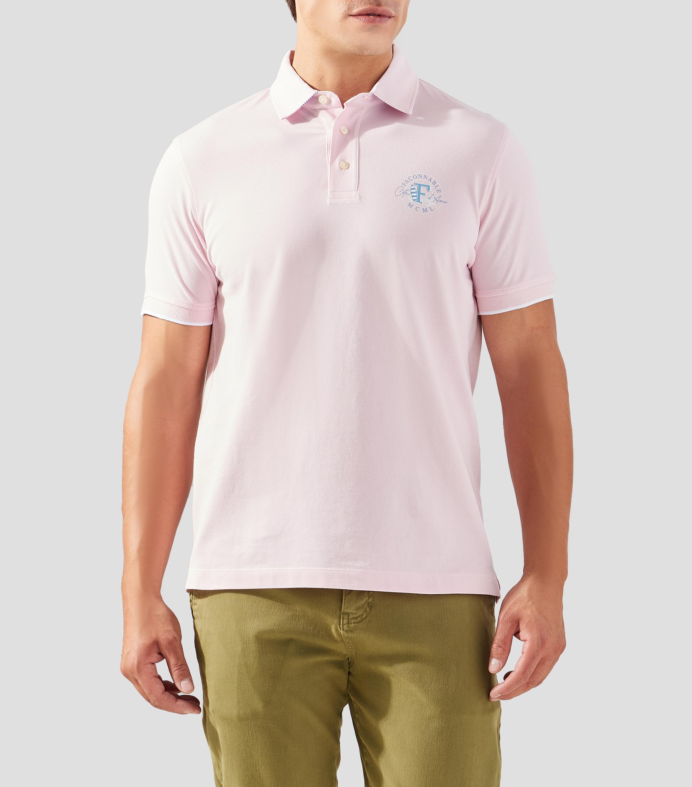 Playera tipo polo manga corta estampada Hombre